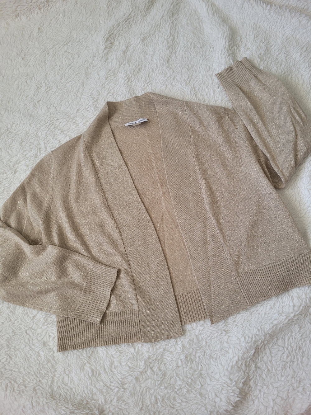 Calvin Klein Light Beige Open-Front Knit Cardigan